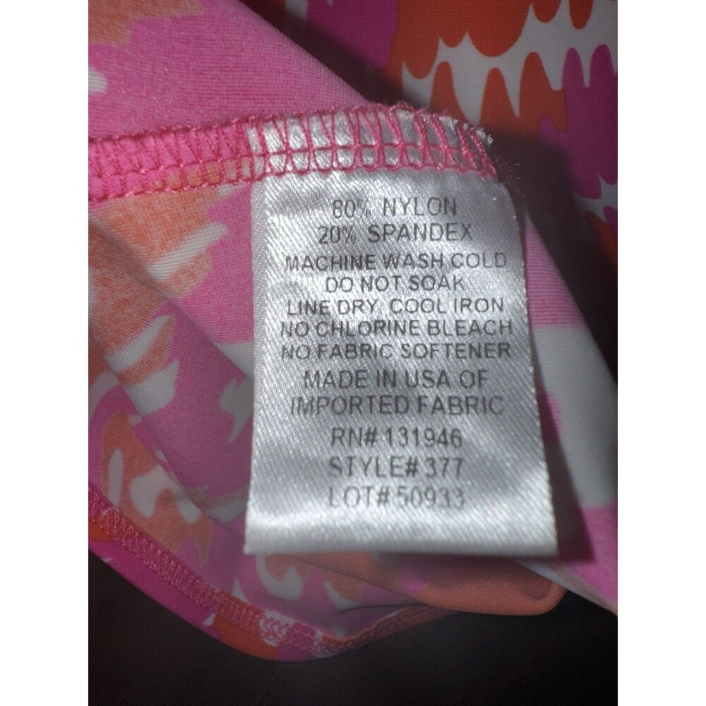 Jude Connally Pink Orange Ikat Sleeveless V-Neck Stretch Knit Top Made In USA  M - Picture 9 of 11
